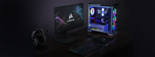 Corsair CUE gaming setup with lots of color