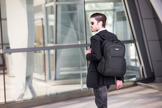Man wearing backpack
