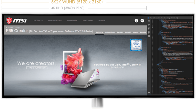 MSI 34" monitor Prestige PS341WU 5K2K-oppløsning MSI 34" monitor Prestige PS341WU 5K2K-oppløsning