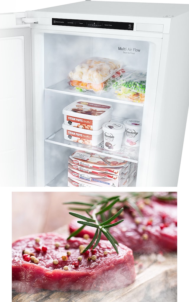 LGs frostfrie kjølesystem sørger for at det ikke bygger seg opp frost LGs frostfrie kjølesystem sørger for at det ikke bygger seg opp frost