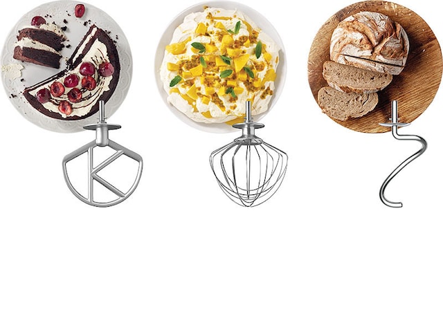 K-pisker, ballongvisp, og eltekrok medfølger K-pisker, ballongvisp, og eltekrok medfølger