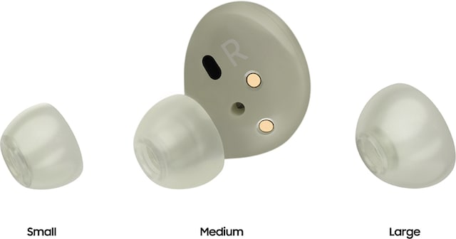 Med øretips av silikon i tre ulike størrelser Med øretips av silikon i tre ulike størrelser