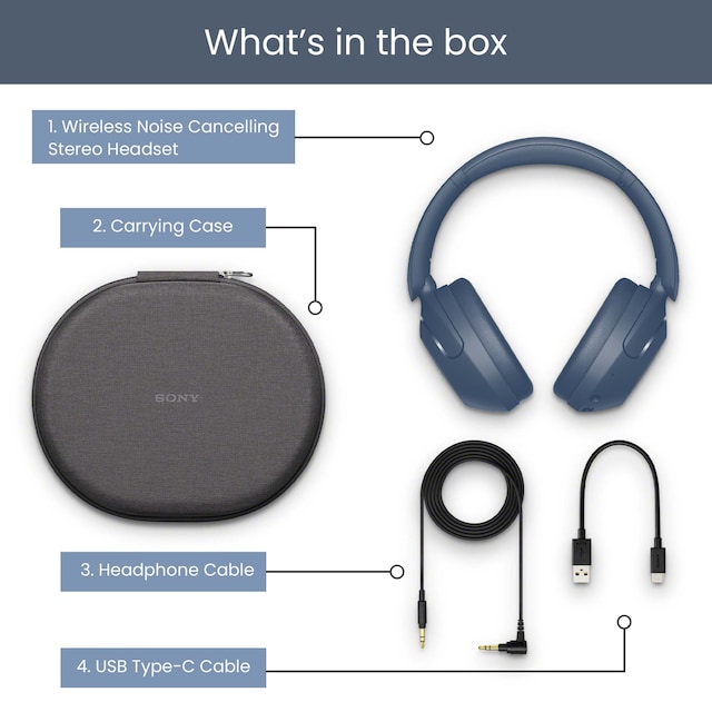 Sony WH-XB910N trådløse hodetelefoner - Blå
