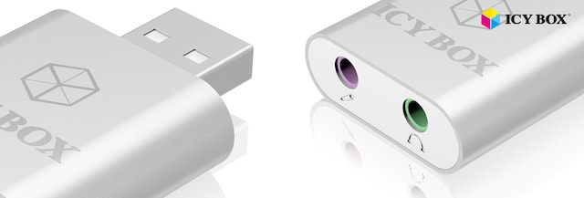 Icy Box USB 2.0 til hodetelefon- og mikrofonadapter