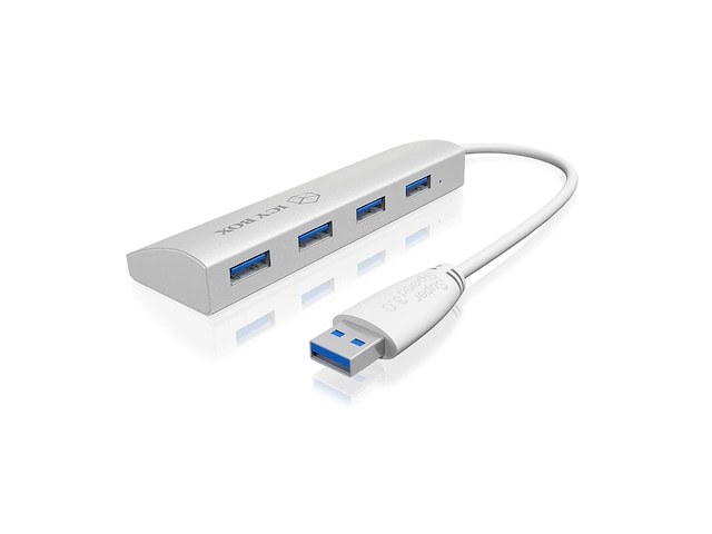 Icy Box 4-ports USB 3.0-hub, aluminiumsdeksel Icy Box 4-ports USB 3.0-hub, aluminiumsdeksel
