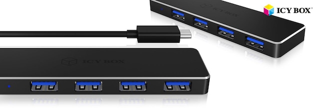 Icy Box USB-C til 4x USB 3.0 Type-A-hub, superslank Icy Box USB-C til 4x USB 3.0 Type-A-hub, superslank