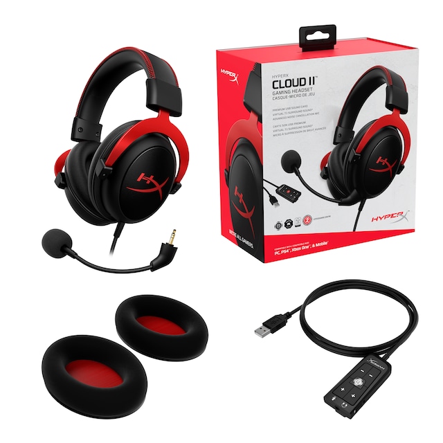 HyperX Cloud II Gaming Headset Sort/Rød HyperX Cloud II Gaming Headset Sort/Rød
