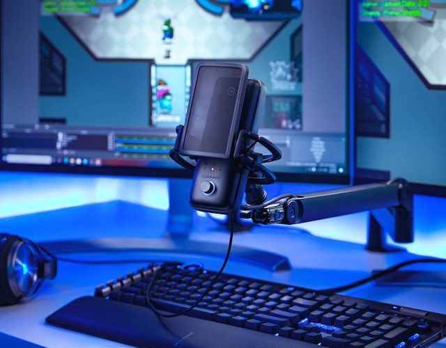 bilde av arm med mikrofon på bilde av arm med mikrofon på