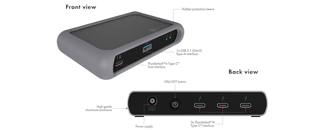 ICY BOX Hub sett forfra og bakfra ICY BOX Hub sett forfra og bakfra