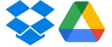 Dropbox- og Google Disk-logo Dropbox- og Google Disk-logo