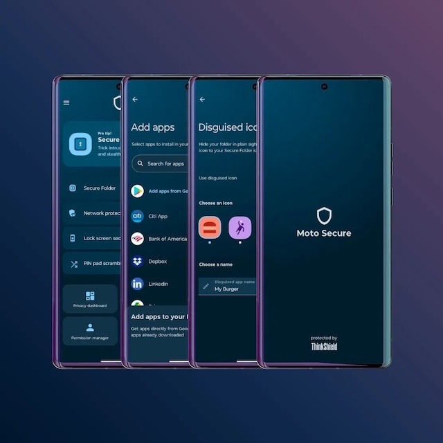Med Moto Secure kan du opprette en hemmelig mappe til de mest sensitive dataene dine. Med Moto Secure kan du opprette en hemmelig mappe til de mest sensitive dataene dine.