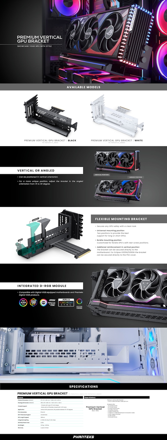 Phanteks Vertical GPU-brakett Phanteks Vertical GPU-brakett