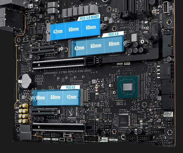 Tre innebygde M.2-spor