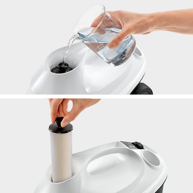 Kontinuerlig damptilførsel og integrert avkalkningspatron Kontinuerlig damptilførsel og integrert avkalkningspatron