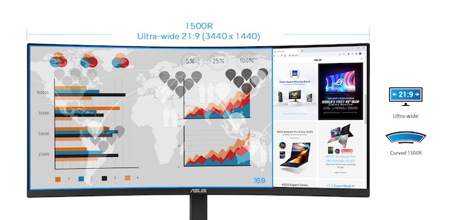 ASUS 34" buet skjerm VA34VCPSN ASUS 34" buet skjerm VA34VCPSN