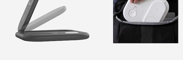 Bærbar lader med sammenleggbart stativ Bærbar lader med sammenleggbart stativ