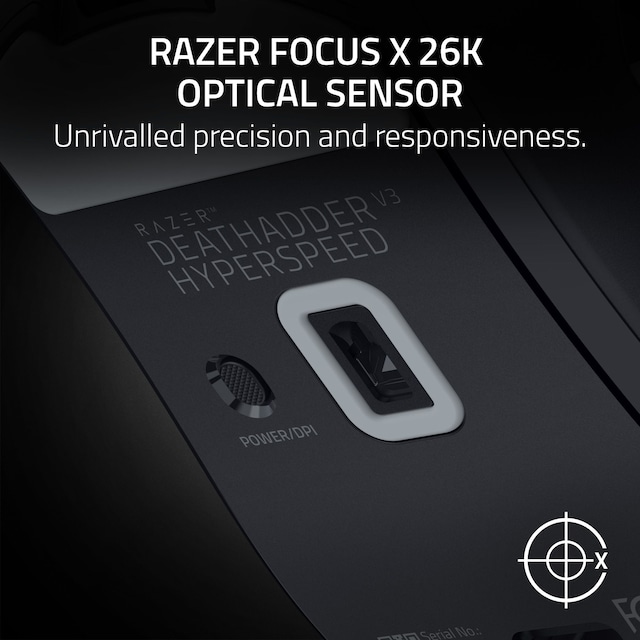 Razer™ optiske musebrytere Gen-3 Uovertruffen holdbarhet og hastighet. Få gleden av pålitelighet og hastighet som overgår alle andre, fra en livssyklus på 90 millioner klikk uten dobbeltklikkproblemer, til en voldsom aktivering på 0,2 ms uten forsinkelser. Razer™ Focus X 26K optisk sensor Uovertruffen presisjon og respons. Få gleden av responsiv, pikselnøyaktig sikting med en sensor som feilfritt sporer bevegelsene dine med 99,4 % oppløsningsnøyaktighet og 26 K DPI. Razer™ optiske musebrytere Gen-3 Uovertruffen holdbarhet og hastighet. Få gleden av pålitelighet og hastighet som overgår alle andre, fra en livssyklus på 90 millioner klikk uten dobbeltklikkproblemer, til en voldsom aktivering på 0,2 ms uten forsinkelser. Razer™ Focus X 26K optisk sensor Uovertruffen presisjon og respons. Få gleden av responsiv, pikselnøyaktig sikting med en sensor som feilfritt sporer bevegelsene dine med 99,4 % oppløsningsnøyaktighet og 26 K DPI.